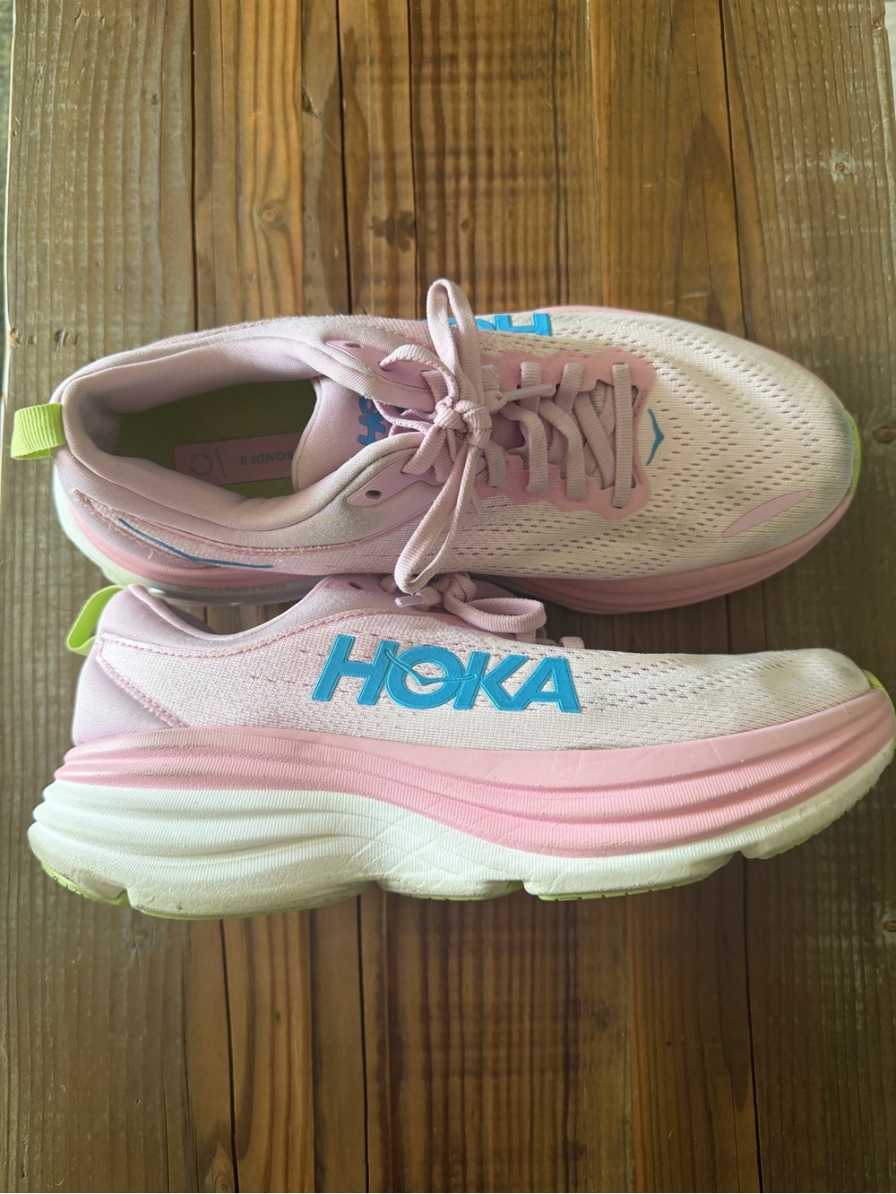 Hoka Women's Pink Athletic Running Shoe with Blue Logo - Picture 4 of 7